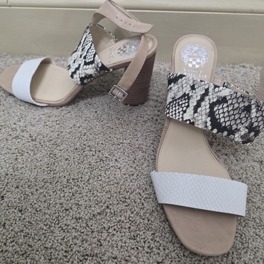 Stylish Snake Print and White Sandals